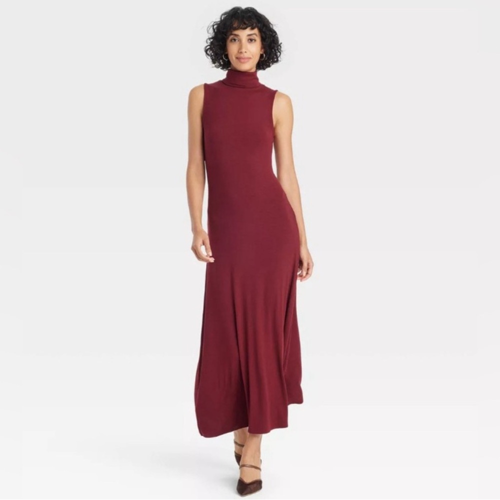 Burgundy Sleeveless Midi Shift Dress NWT